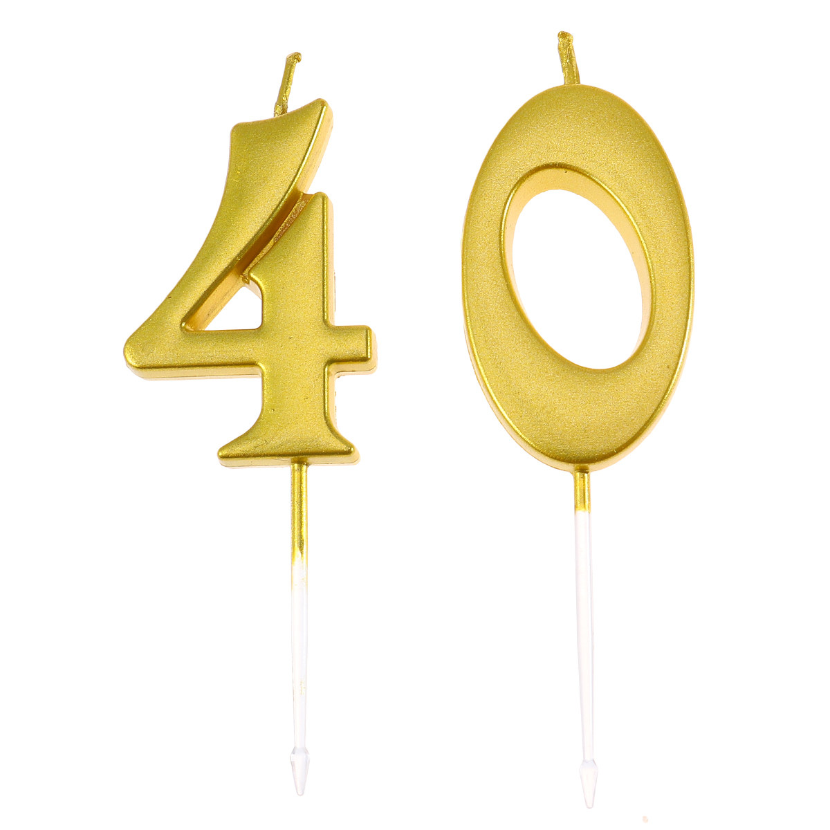 Candle For Supplies - 2Pcs Golden Number 40 Birthday Candles