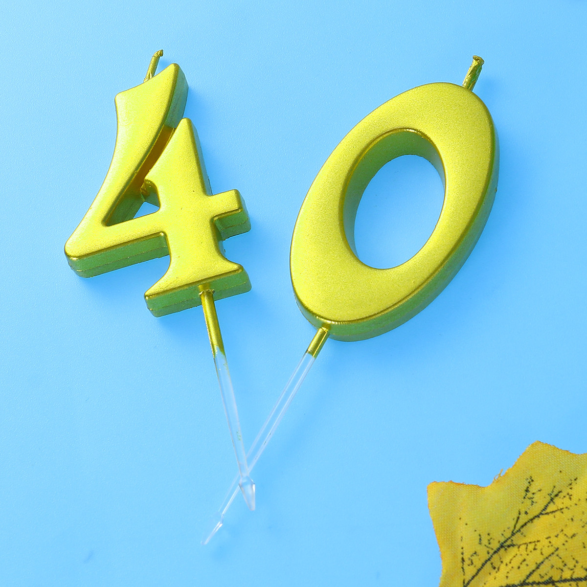 2Pcs Golden Number 40 Birthday - Candle For Supplies ulasan dan harga