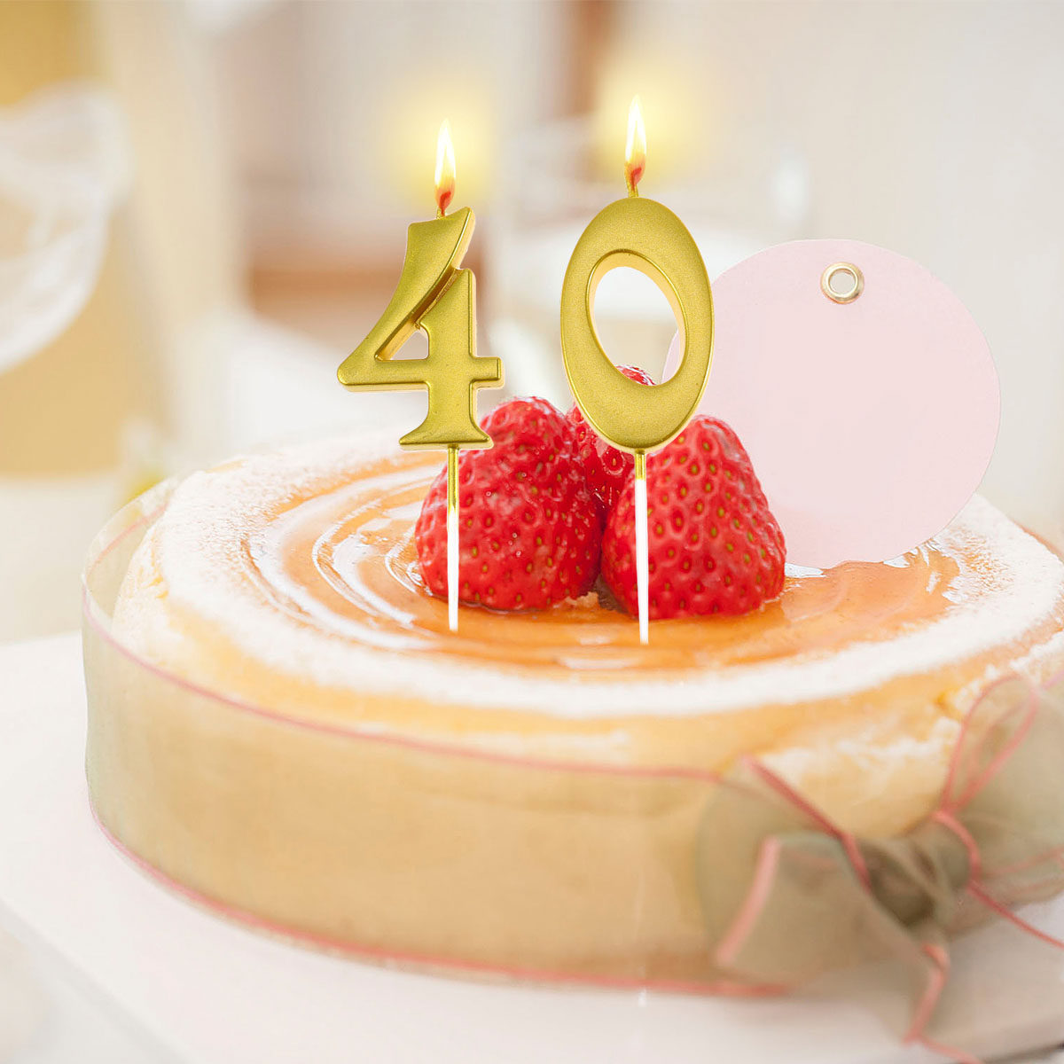 2Pcs Golden Number 40 Birthday - Candle For Supplies ulasan dan harga