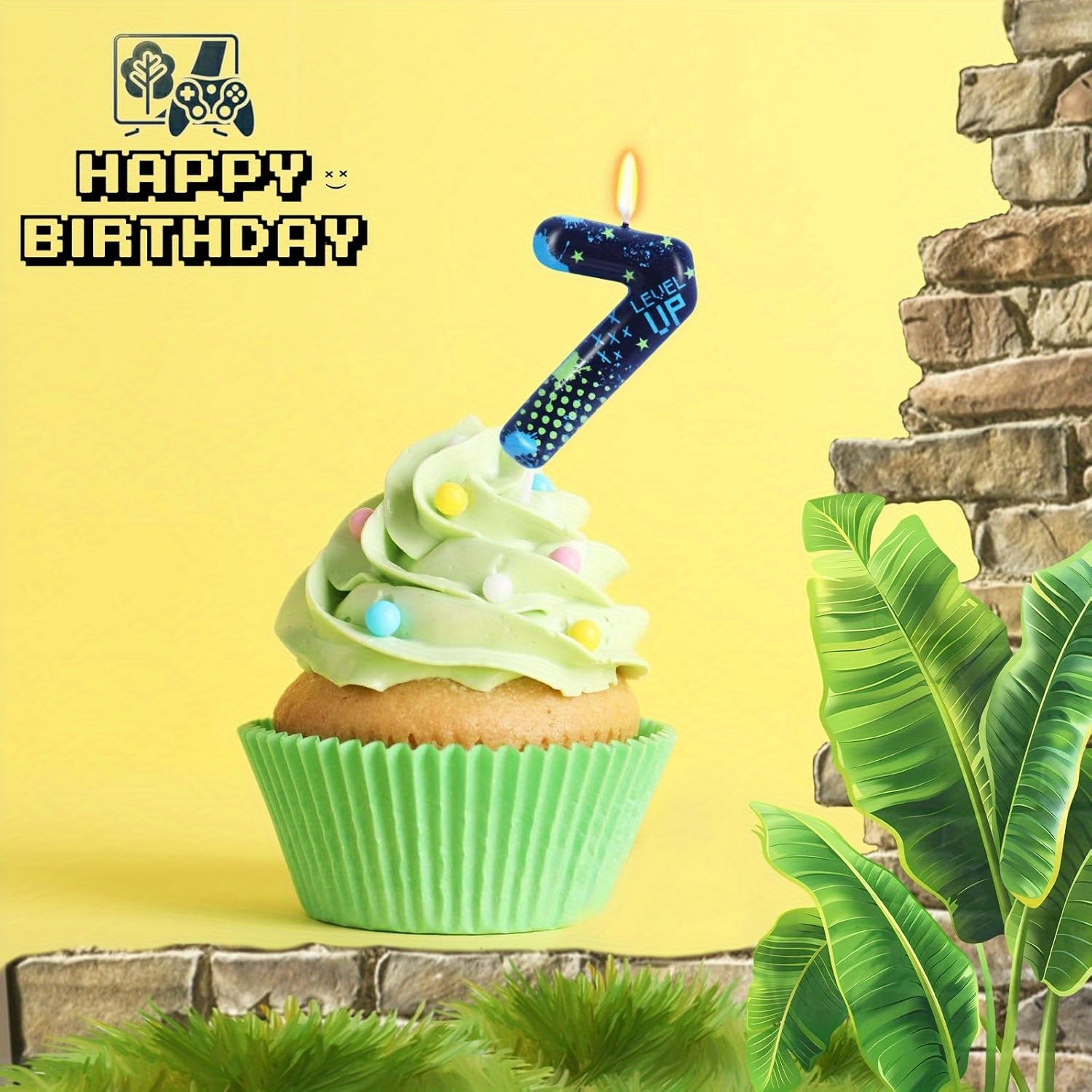 Blue Game Boy 0-9 Birthday Can - Candle For Supplies ulasan dan harga