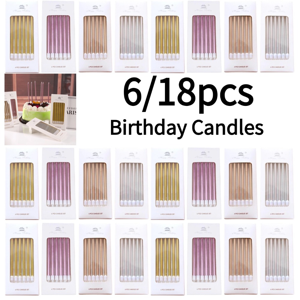 6/18pcs Metal Gold Silver Birt - Candle For Supplies ulasan dan harga