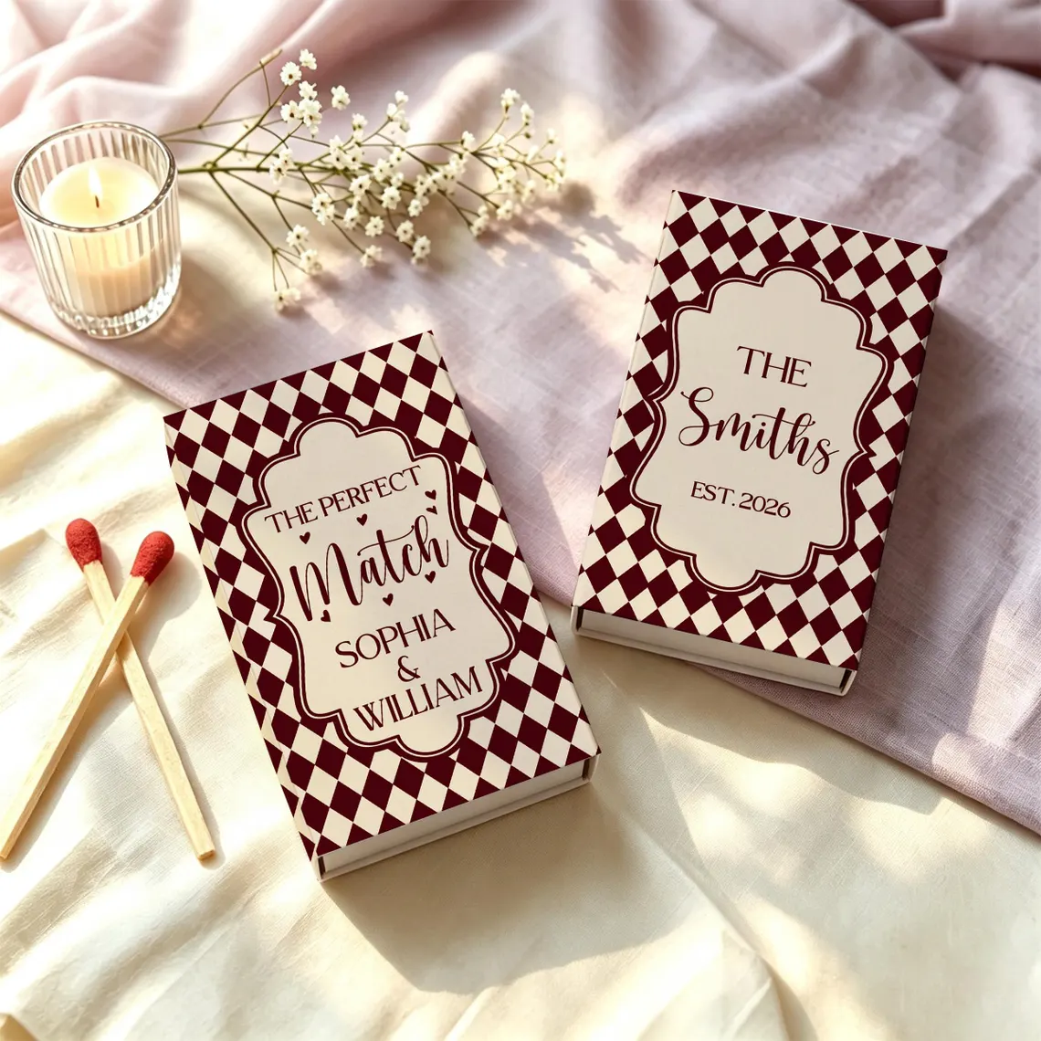 Customized Retro Wedding Match - Sticker Label Template ulasan dan harga