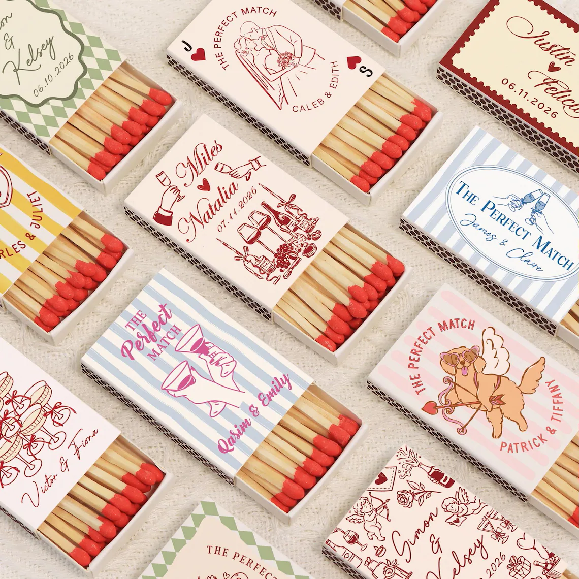 Customized Retro Wedding Match - Sticker Label Template ulasan dan harga